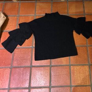 Ruby Moon for Anthropologie black frill sleeve sweater